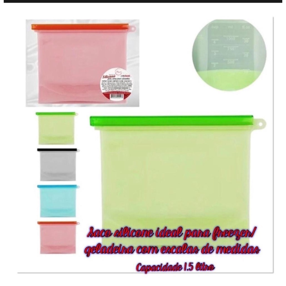 Saco de silicone reutilizável pode ir na air fryer geladeira freezer ideal para armazenar alimentos 1.5 litros em Oferta na Shopee