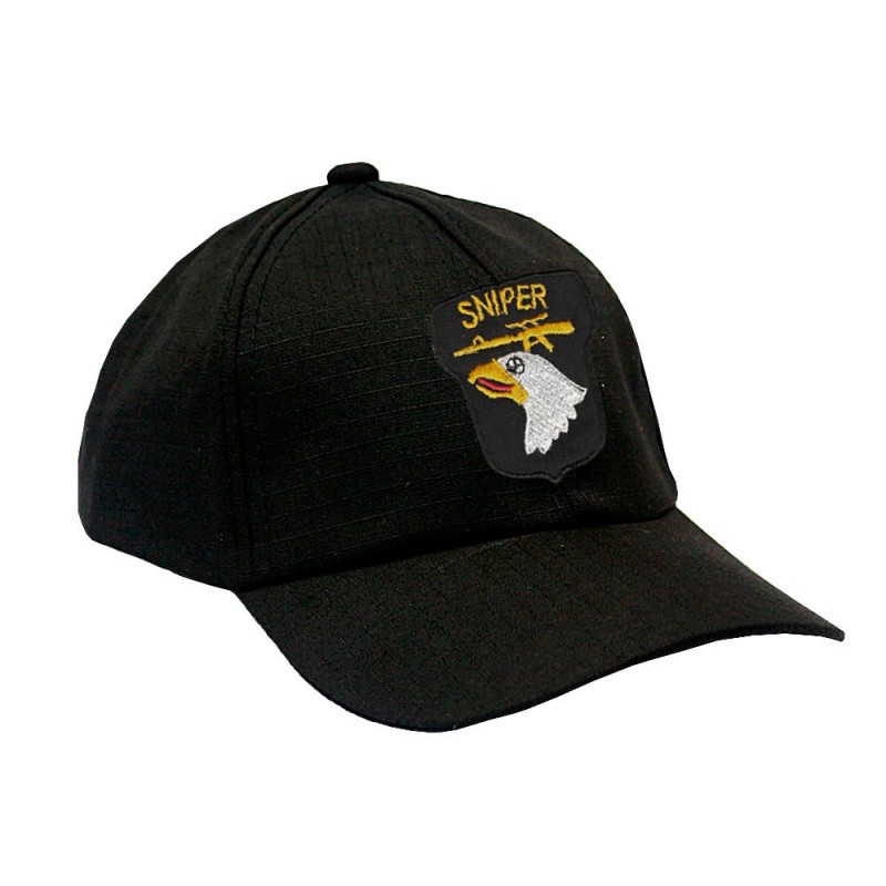 Boné Militar Rip Stop com Patch Aplicado Sniper Airborne | Preto