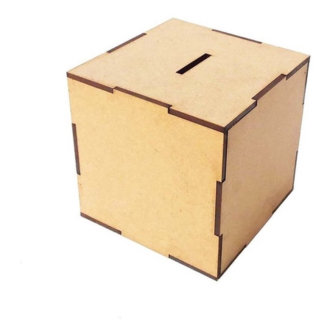 Kit 6 Cubos Cofrinho 10 Cm Em MDF. Lembrancinha Cofre Porta Moeda - Amoratto