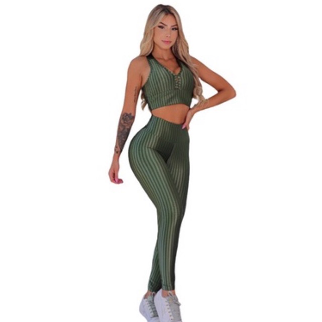 Conjunto Cirre 3d Fitness Feminino Treino Em Casa Academia
