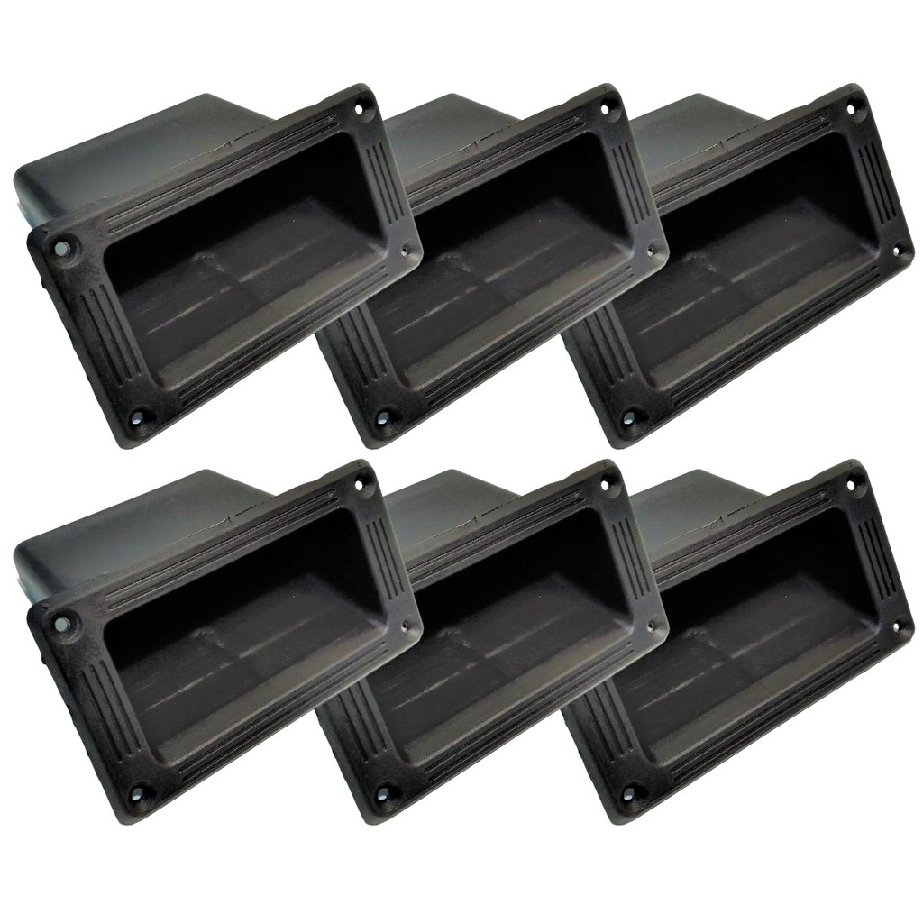 Kit 6 Alça Plastica Desenhada Embutida Abs PP Permak Reforçada Resistente Para Caixa Acustica Som Profissional