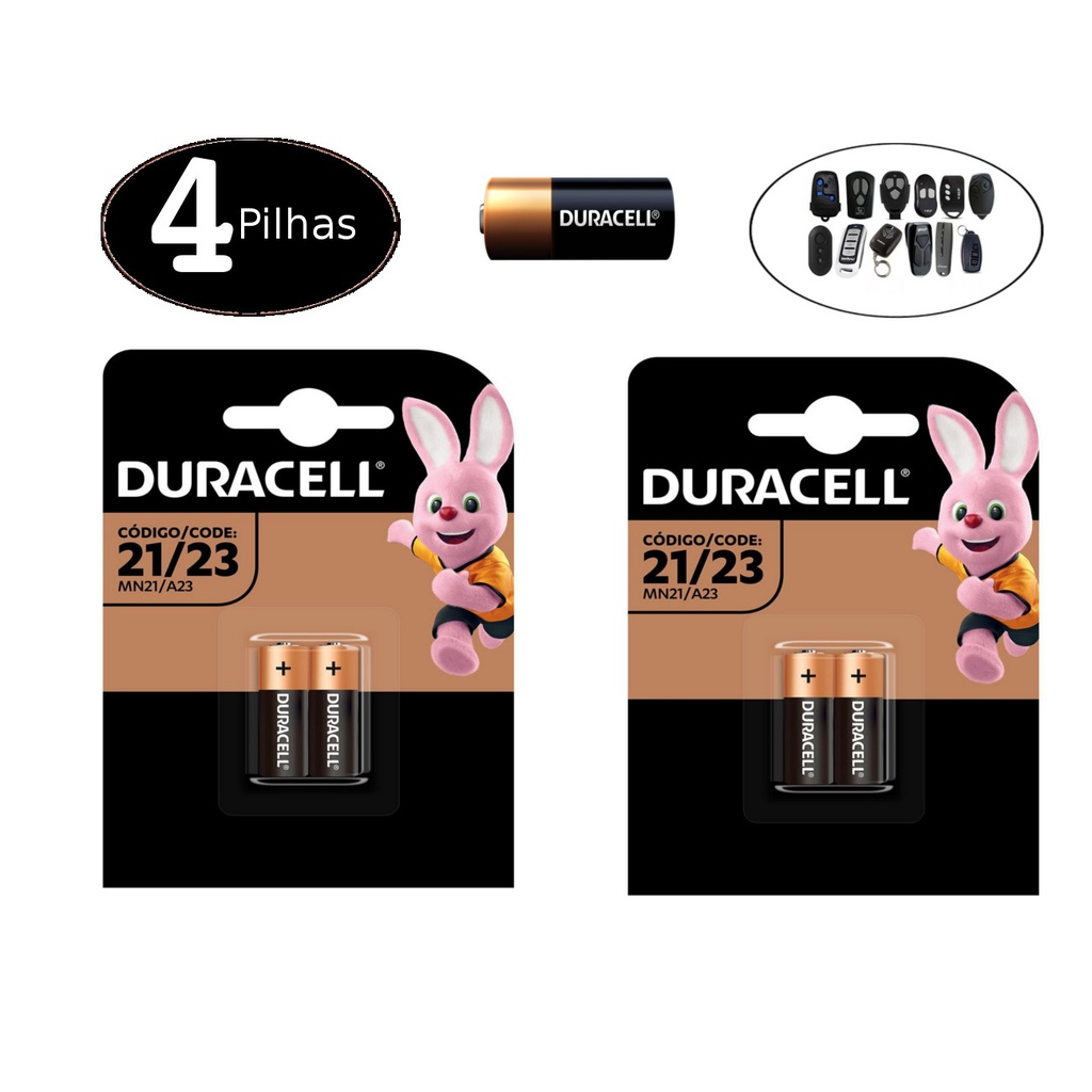Pilha Bateria Duracell Alcalina Para Portão Mn21 12v A23 Original - Cartela 04 Unidades - Envio Imediato