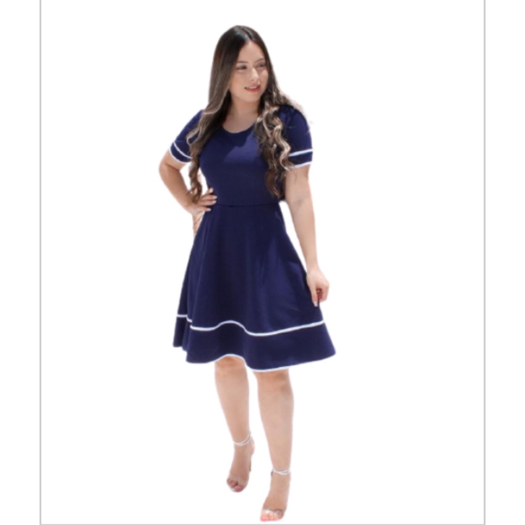 Vestido feminino midi godê, elegante moda evangélica com viés franzido em Oferta na Shopee