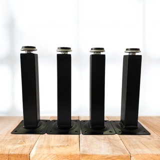 Pés Para Móveis Armário Preto Kit 4 Peças Quadrado Regulável 15cm
