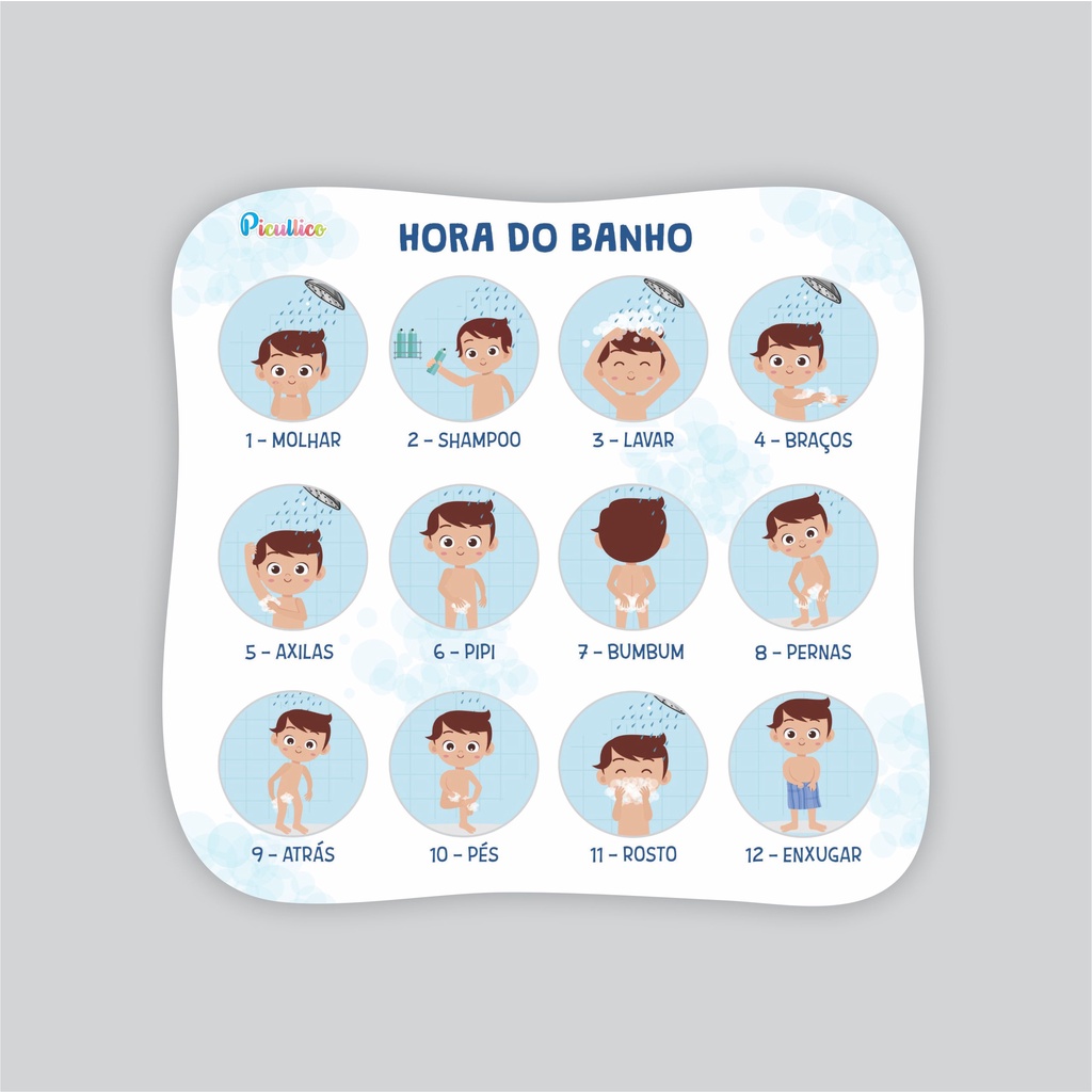 Adesivos Educativos Escovar Os Dentes E Hora Do Banho em Oferta na Shopee