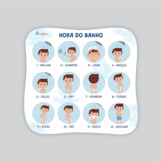 Adesivos Educativos Escovar Os Dentes E Hora Do Banho em Oferta na Shopee