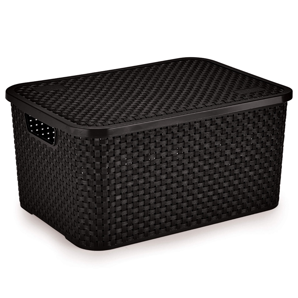 Caixa Organizadora ECO Rattan com Tampa 16L Organização Decorativa Casa Organizada