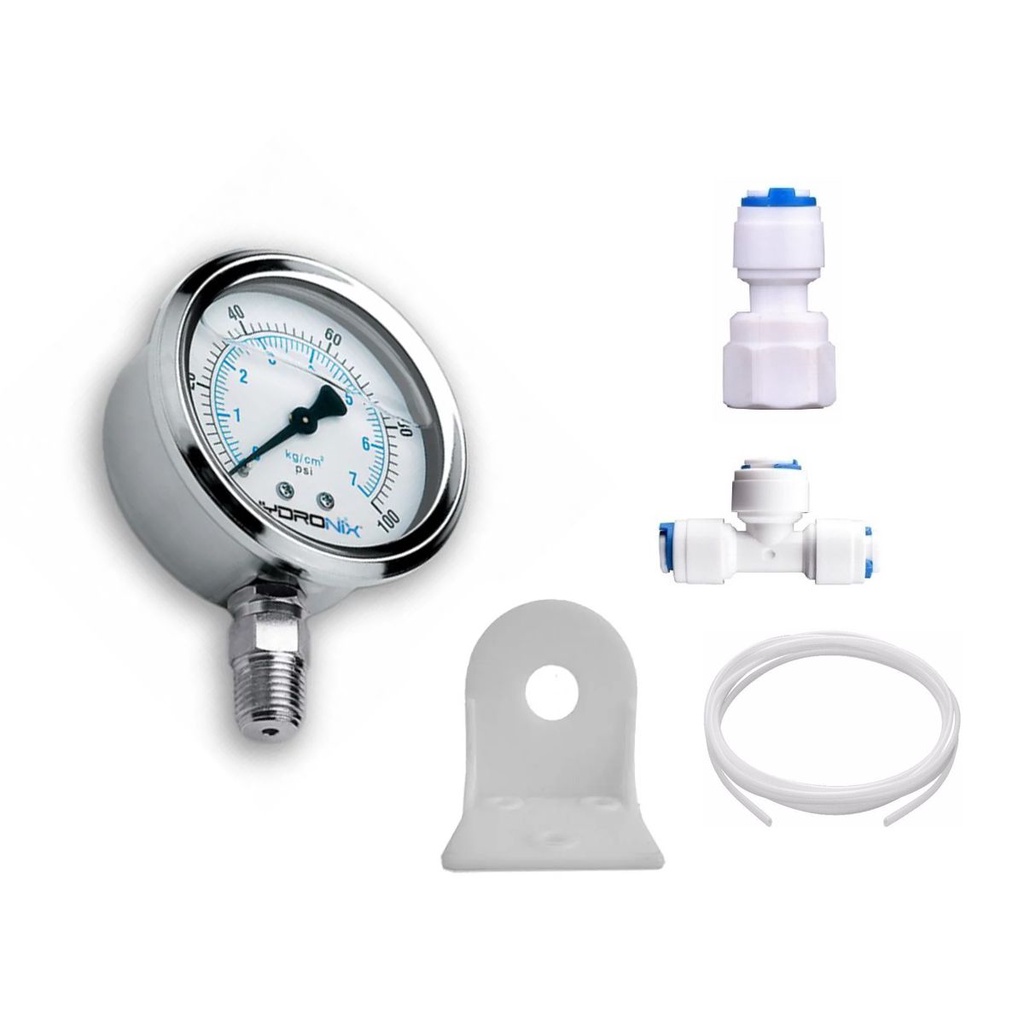 Kit Manômetro Hydronix Filtro Osmose Completo Mangueira 1/4