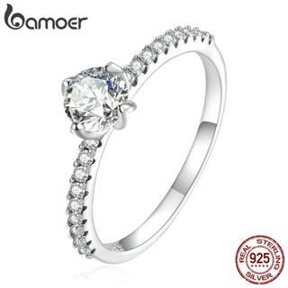 Anel De Prata Bamoer 925 Zircônio Para Mulheres/Casamento/Casal/Moda Diária Jóias Simples em Oferta na Shopee