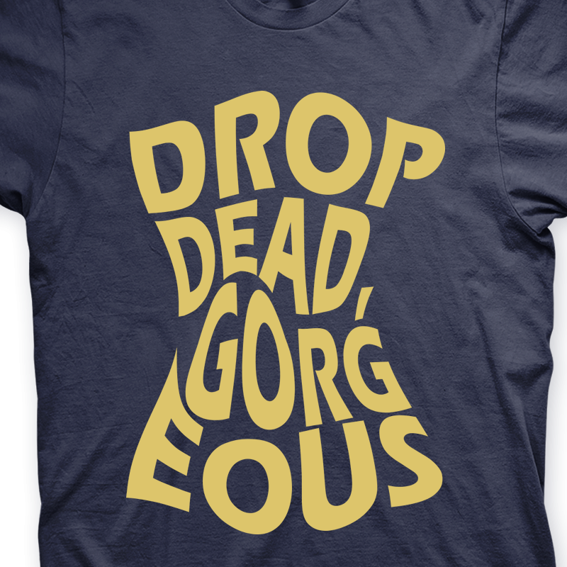 Camiseta Drop Dead, Gorgeous Marinho e Dourado em Silk 100% Algodão