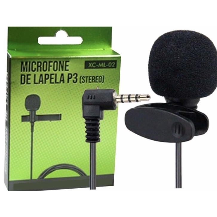 Microfone Lapela Celular Smartphone Plug P3 Cabo 2.5 M Xcell