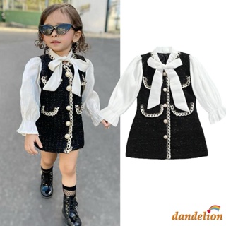 Dandelion-1-6 Anos Vestido De Princesa Bebê Menina , Bloco De Cor De Peito Único Manga Longa Gola Redonda Peça Única Com Arco em Oferta na Shopee