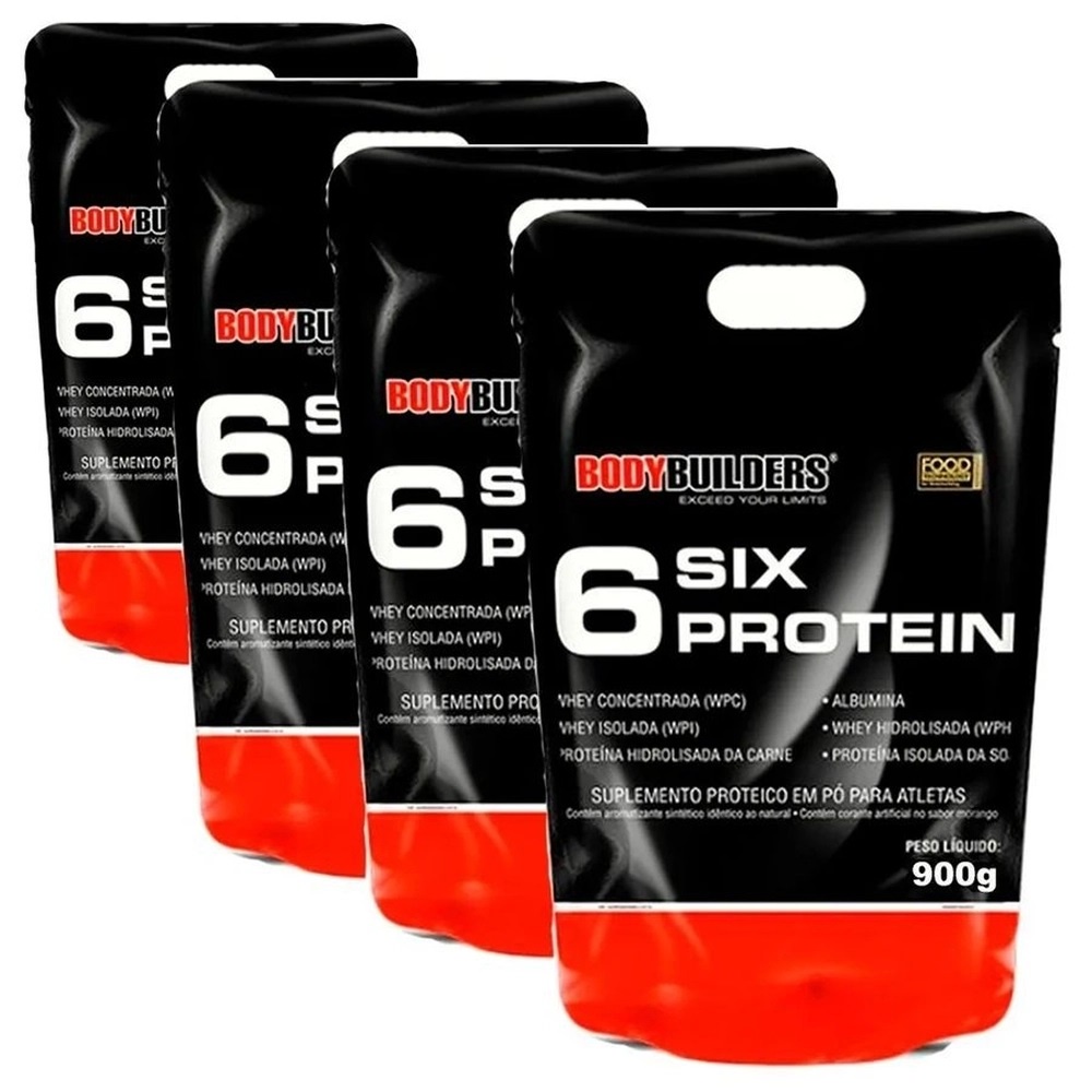 Kit 4x Whey Protein Concentrado - 6 Six Protein 900g – Bodybuilders