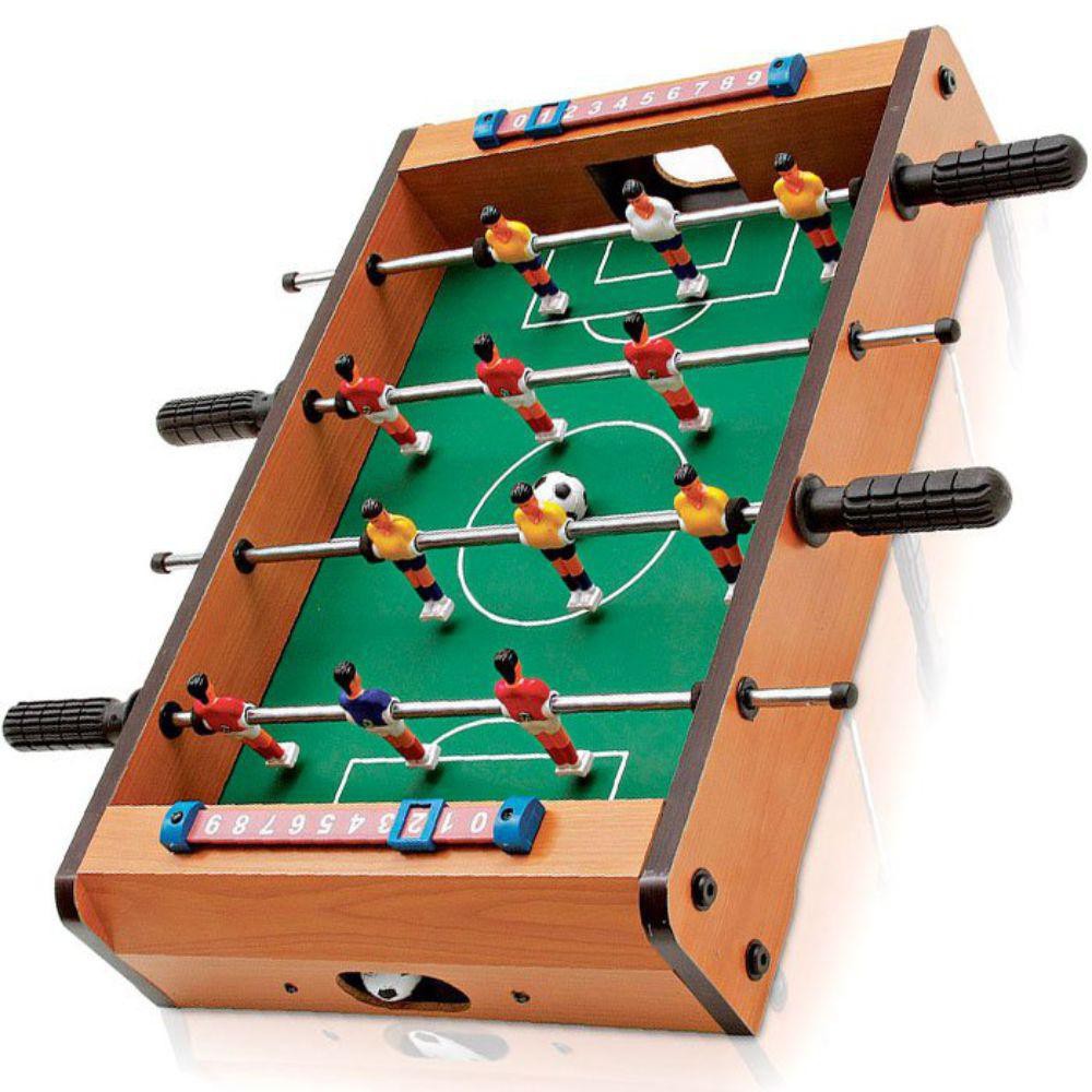 Mini Pebolim Totó Futebol De Mesa 10x31x51cm Bolas E Placar