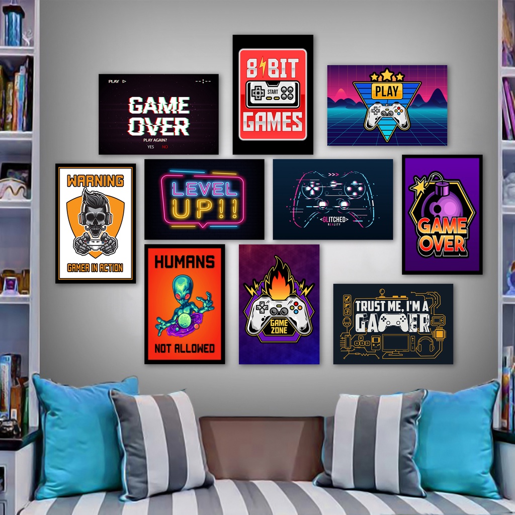 Kit 10 Placas Decorativas MDF Quadros Decorativos Geek Nerd Gamer Jogos Video Games Quarto