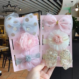 3 Pçs / Set Doce Bebê Headband Do Laço Arco Flor Bebê Menina Headbands Infantis Crianças Faixas De Cabelo Elásticos Lantejoulas Turbante Do Cabelo Ace