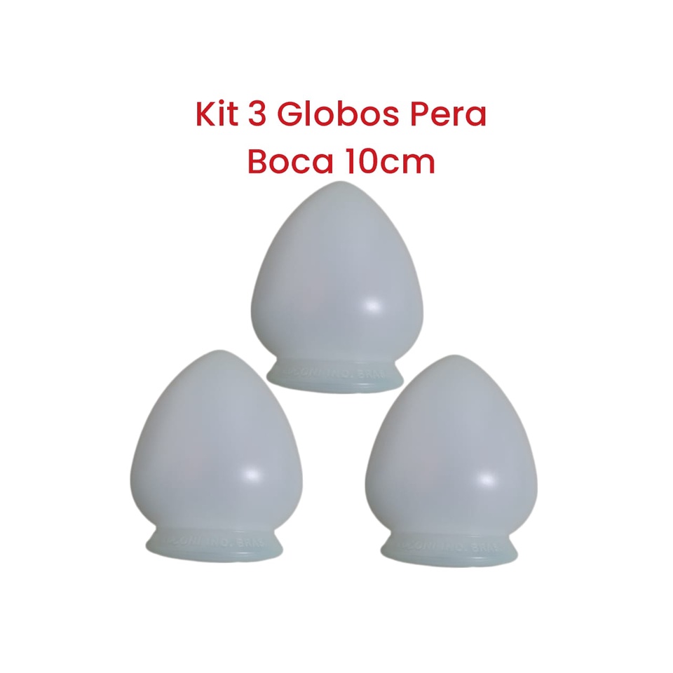 Kit 3 Luminárias Tipo Pera Globo Tipo Pera Boca 10cm Iluminação