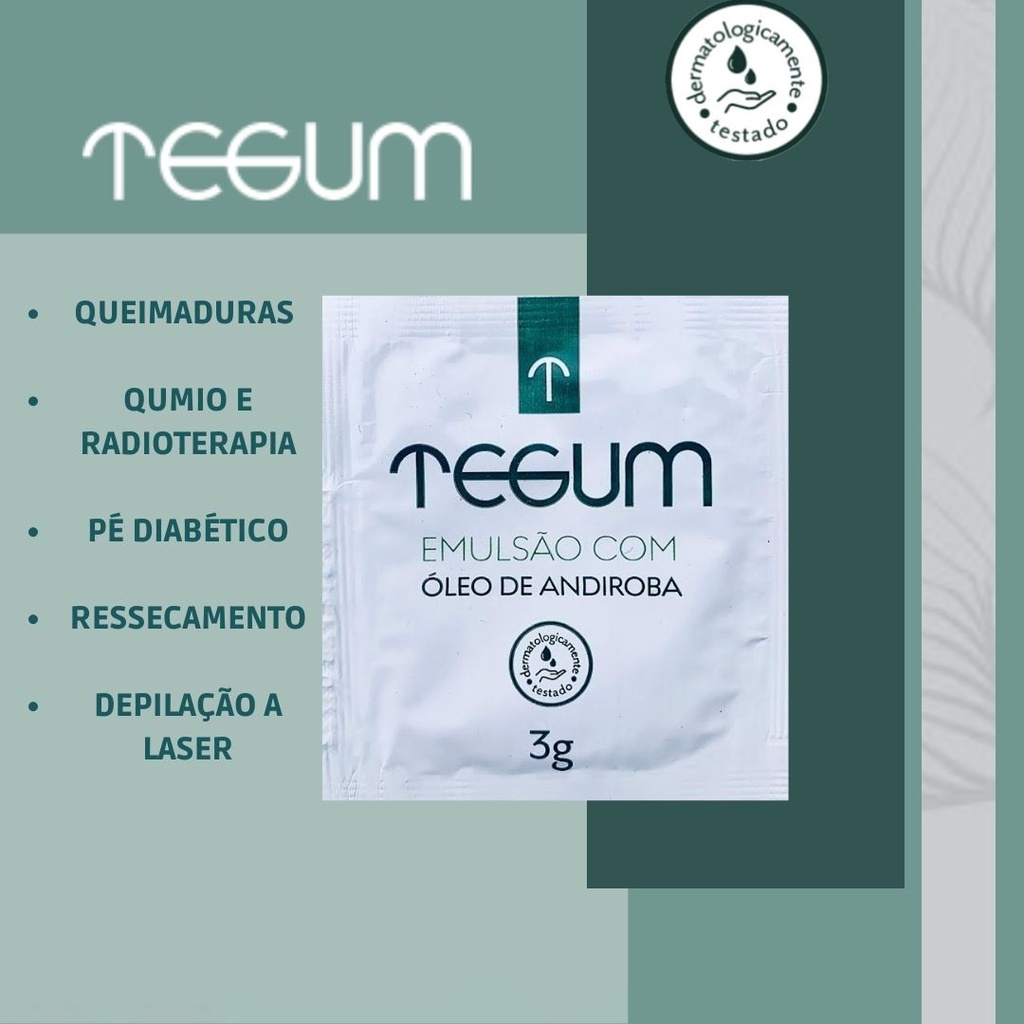 Creme Hidratante Tegum Loção Emulsão Com Óleo De Andiroba Regeneração Pele Dermatologicamente Testado Metrom Sachê 3g