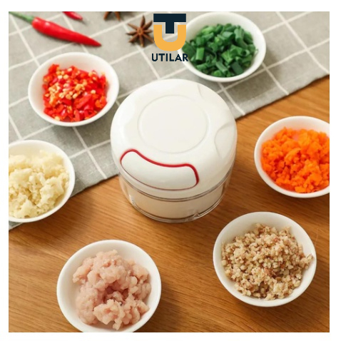 Mini Triturador Processador Manual De Alimentos Com 2 Lâminas