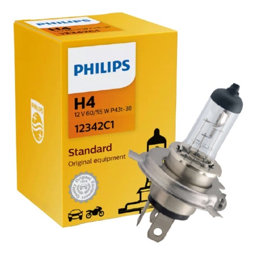 Lâmpada Philips Halógena Standard 55/60w 12v H4 Biodo P43t38
