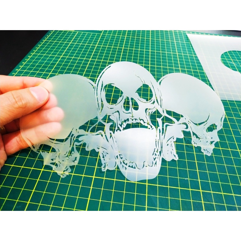 Stencil Caveiras Grudadas 2R09 para Aerografias, Pinturas e Decoração