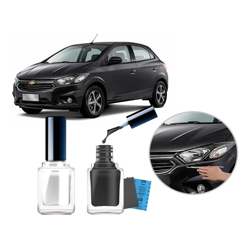 Tinta Tira Risco Automotivo Cor Carro Gm Onix 2016 2017 2018 2019 Cinza Graphite