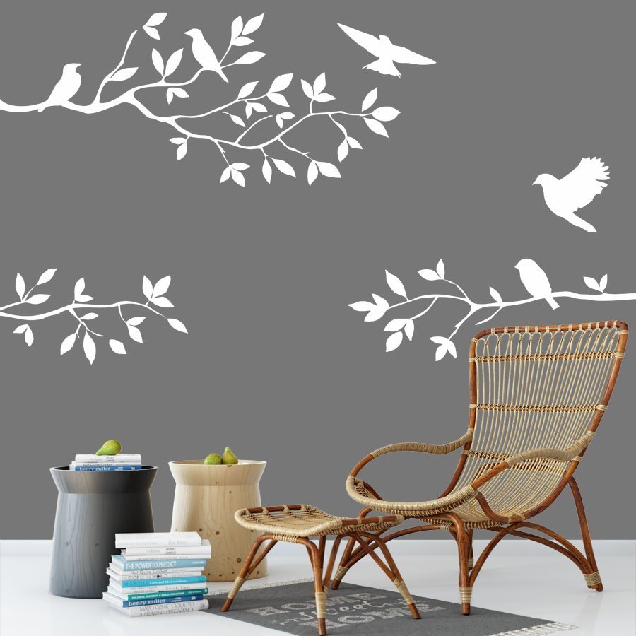 Adesivo Decorativo Galhos Com Folhas E Pássaros em Oferta na Shopee