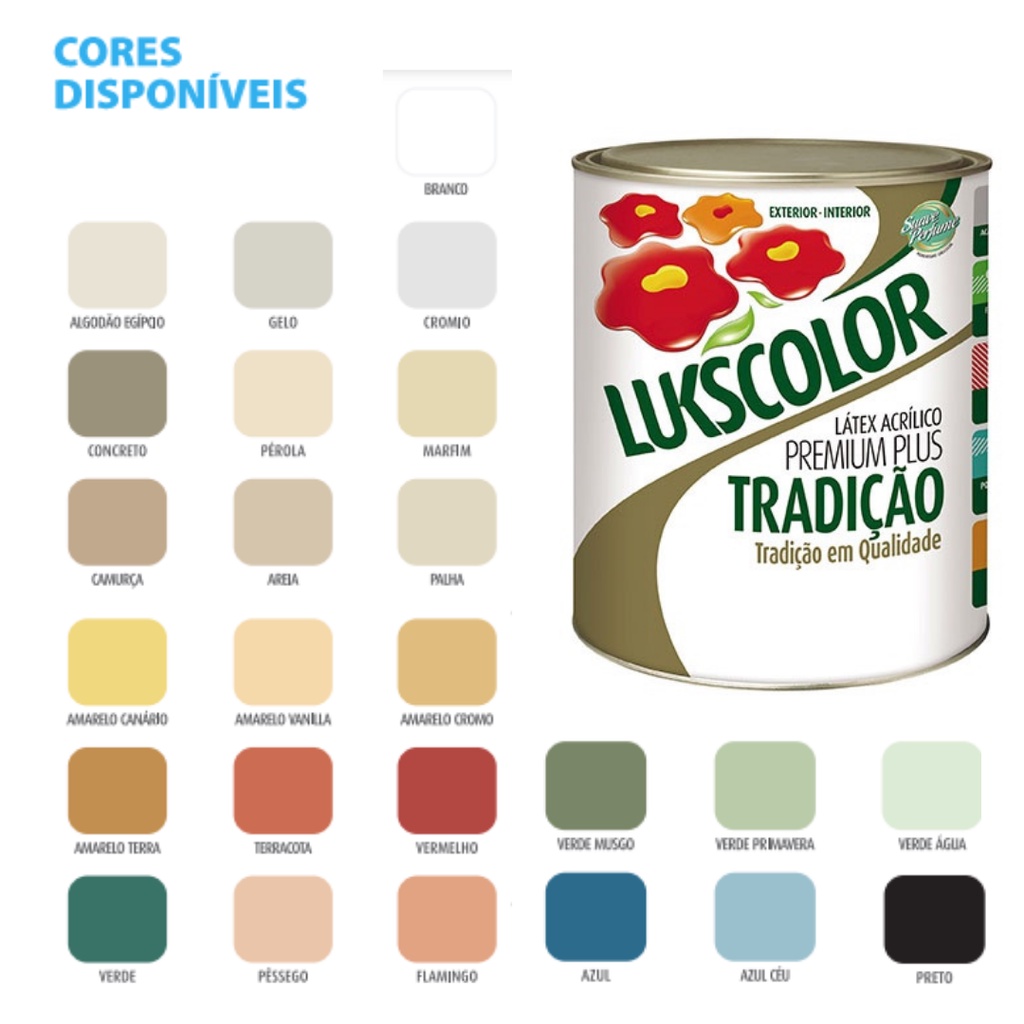 Tinta Latex Acrilico Lukscolor Tradição Premium 3,6l Cores | Shopee Brasil