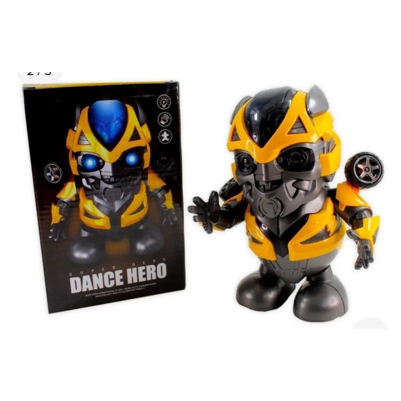 Boneco Dançarino Bumblebee Dança Luz Brinquedo Herói Robô  diversão começou  criançada.