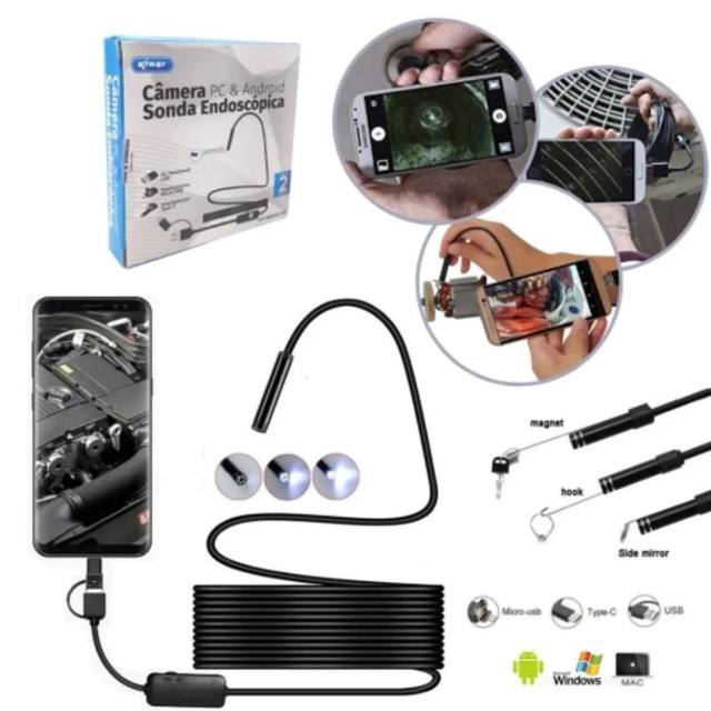 Câmera PC E Android Sonda Endoscópica 2M/5M knup KP-MI800