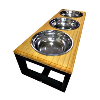 Comedouro Elevado Triplo para cães e gato - M