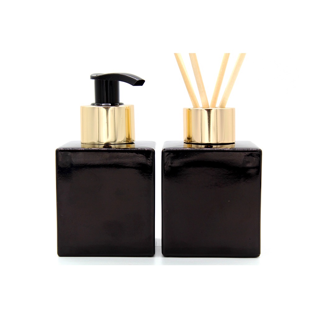 Kit 02 Frascos de Vidro Cubo Preto 100ml Para Lavabo Difusor e Saboneteira Luxo + Varetas em Oferta na Shopee