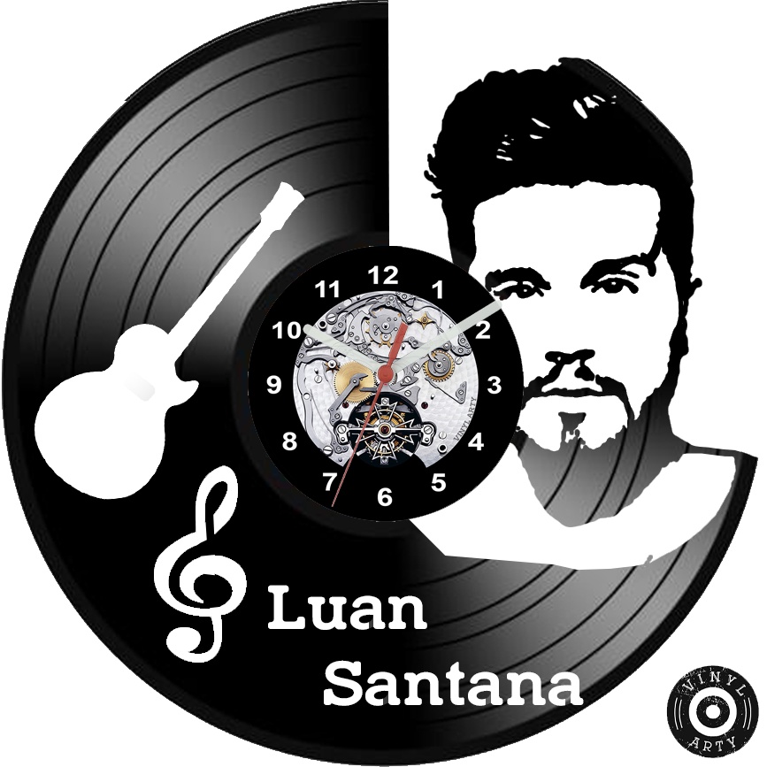 Relógio  de parede Luan Santana feito em disco De Vinil - Relógio De Vinil Disco Lp