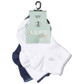 Kit 3 Pares De Meias Infantis Lupo Kids Algodão Cano Curto 2835