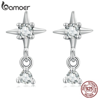 Bamoer Brincos De Tarraxa De Prata S925 Fashion Starburst Feminino/Bijuteria/Presente