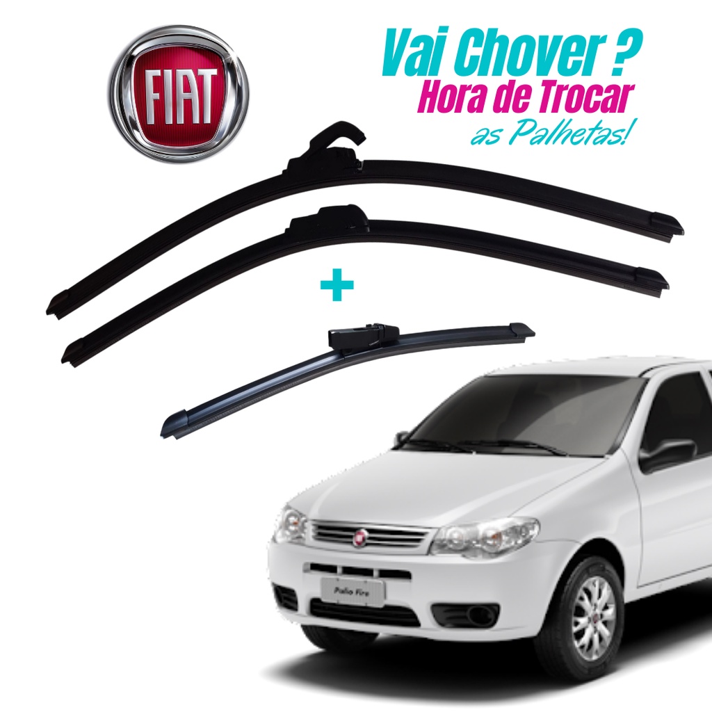 Kit 3 Palhetas Limpador De Parabrisa Dianteiro + traseiro Fiat Palio G3 ANO 2004 2015 em Oferta na Shopee