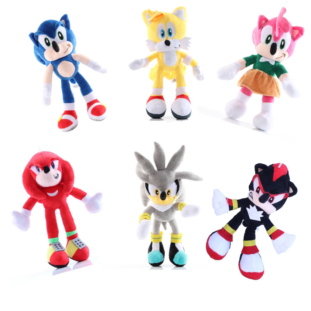 Boneco Pelúcia Sonic Azul Gold Preto Vermelho Cinza Tails Shadow Amy  Knuckles