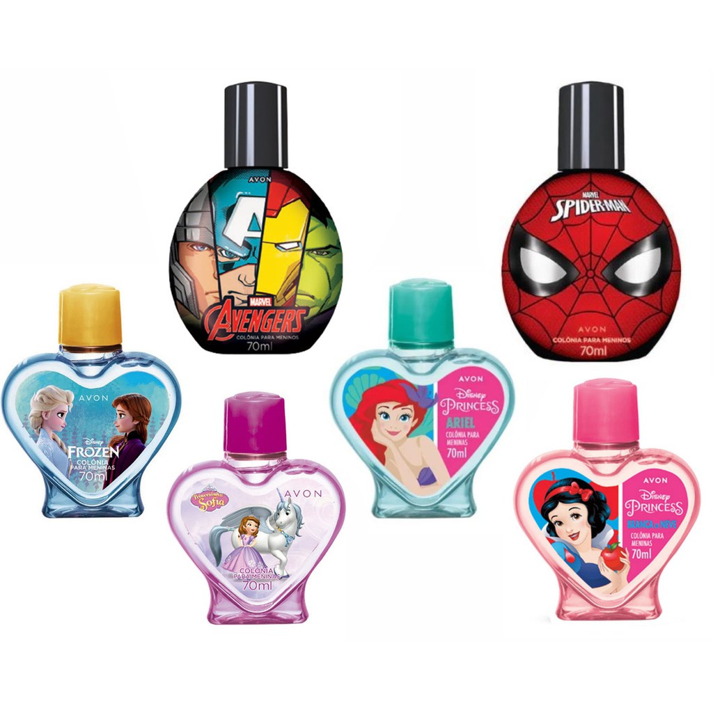 Perfume Infantil Colônia Menino Menina Disney Princesas Super Heróis Marvel Mickey Minnie Personagens Avon