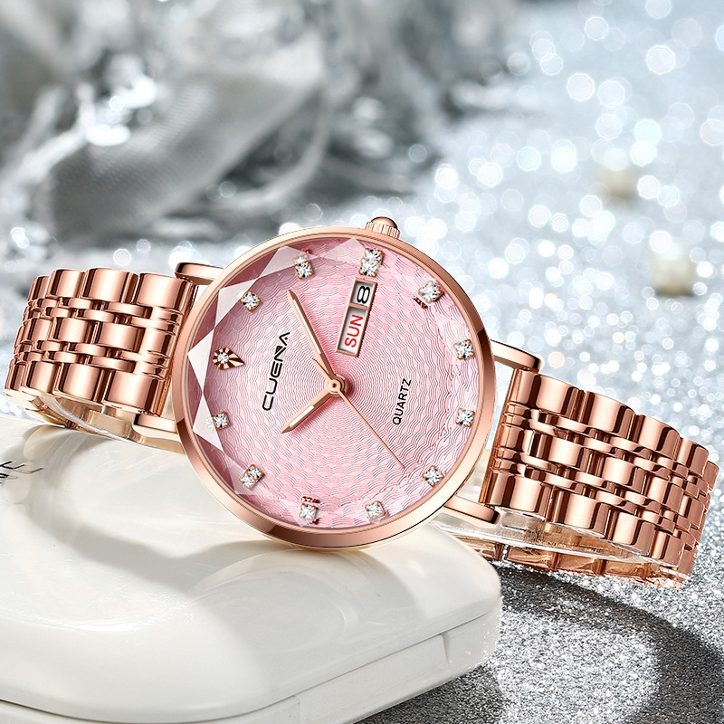 Detalhes do CUENA Relógio Feminino Marca Original Top Luxo Casual Quartzo Moda à Prova D'água 6002S