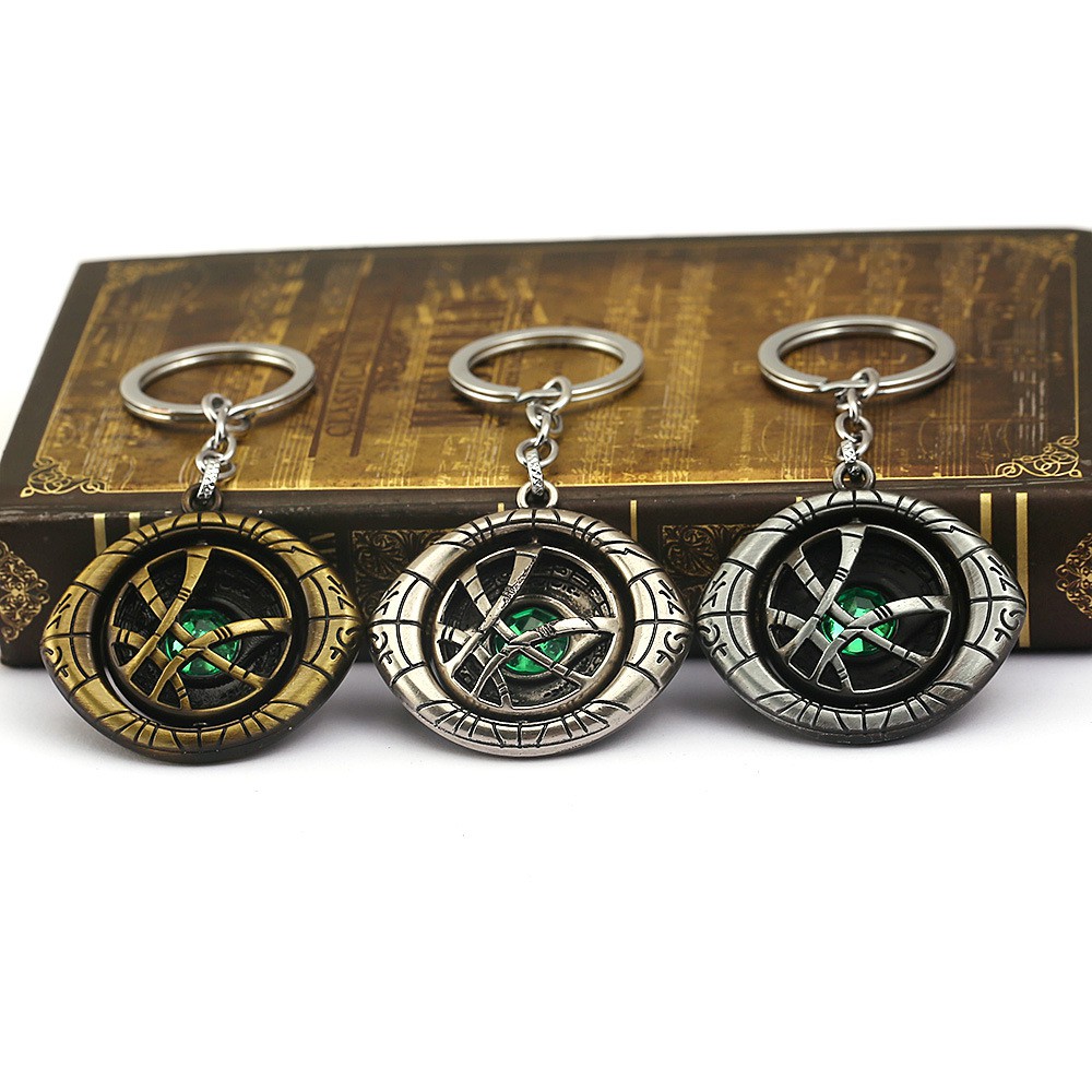 Marvel Avengers Keychain Rotativo Doutor Estranho Chave Cadeias Olho De Agamotto Chaveiro Pingente Acessórios Presentes