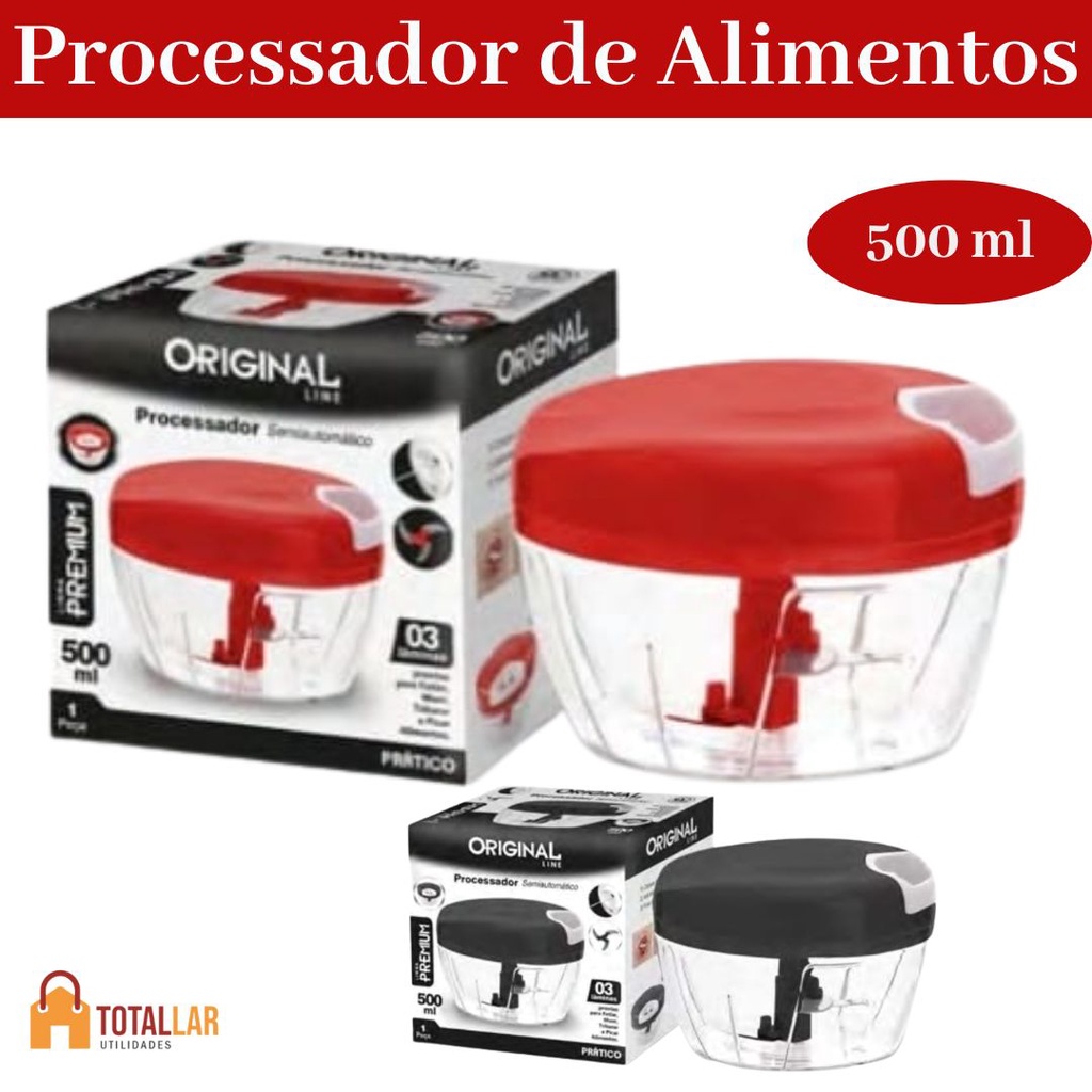 Multiprocessador Triturador de Alimentos 3 Lâminas REF SL0233 - Processador de Alimentos com Alavanca e dispenser