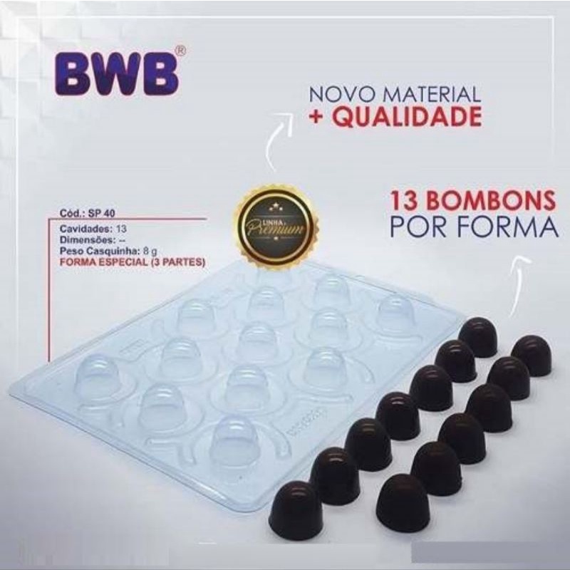 Forma de Acetato Trufa SP 20g com Silicone (3 partes) Cod.40 BWB ...