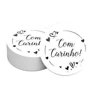 Adesivos Selo Etiqueta Com Carinho 4cm Loja Empresa Embalagem Sacola 30 unid