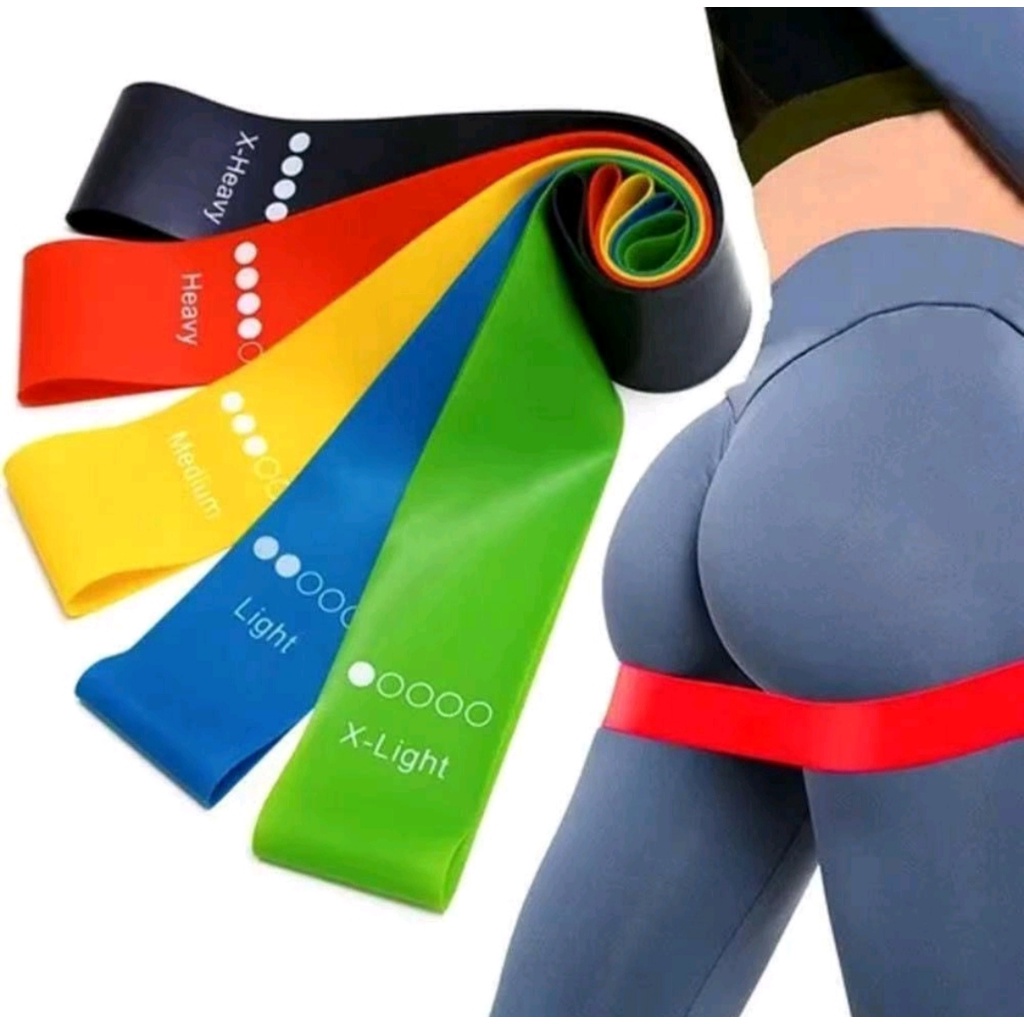 Kit 5 Faixa Elástica de Resistência Mini Band para Treino Yoga Pilates Treino Academia Musculação em Oferta na Shopee