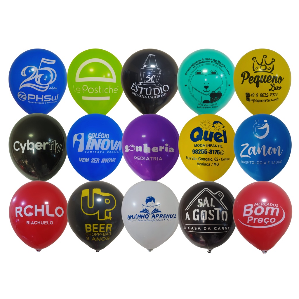 Bexigas - Balões de Latex personalizadas com sua LOGO MARCA em Oferta na Shopee