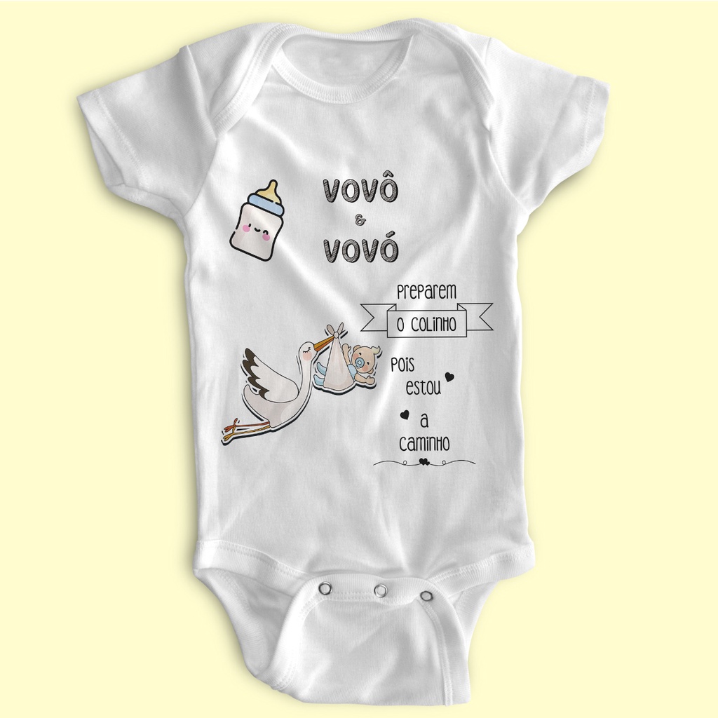 Body Bebe Personalizado Mesversario - Vovó e Vovô Preparem o colinho.