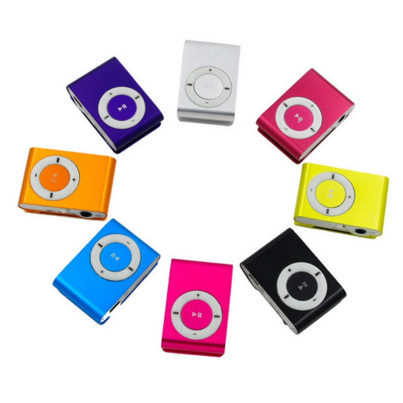 MP3 Player com Presilha de Metal Portátil em 5 Cores / Reprodutor de Música sem Cartão de Memória com Entrada TF