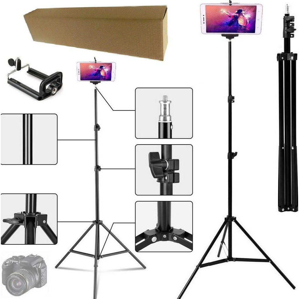 Tripé 2,10m Profissional Câmera Celular Telescópico Robusto Para Iluminador Ring Light Suporte Vlog Foto Vídeo