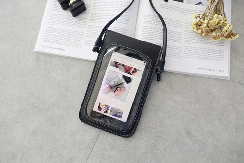 Bolsa Porta Smartphone Touch Screen Transparente Grafite
