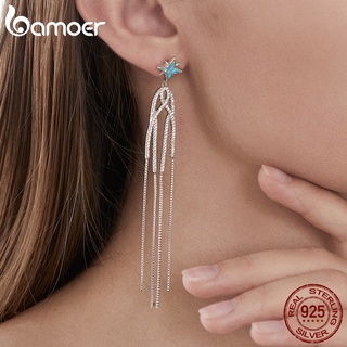 Brincos Bamoer Colar 925 Prata Azul Zircônia Estrela Versão Moda Joias Para Mulheres Presente Meninas